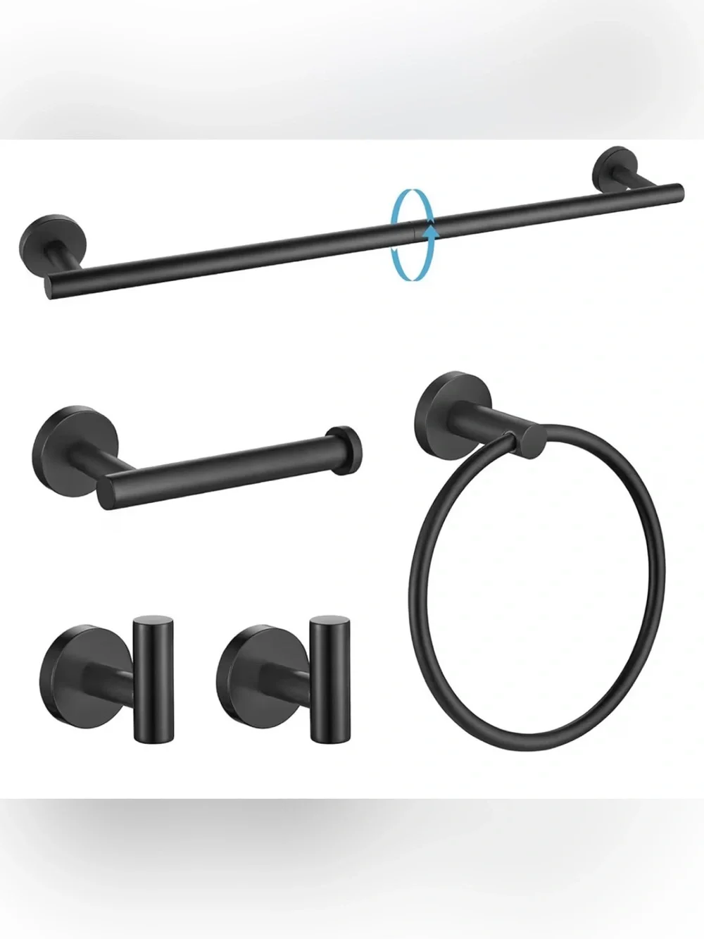 Matte Black Bathroom Hardware Set - 5 Piece